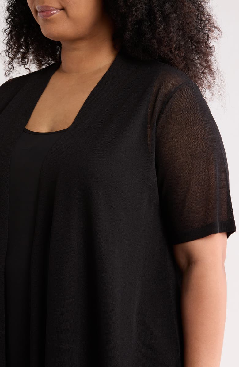 Anne Klein Semisheer Short Sleeve Cardigan, Alternate, color, Anne Black