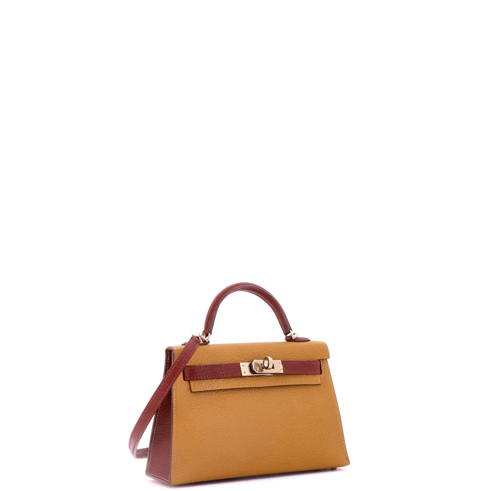 Pre-Owned Hermes Kelly Mini II Bag Bicolor Chevre Mysore with Permabrass Hardware 20, Alternate, color, 