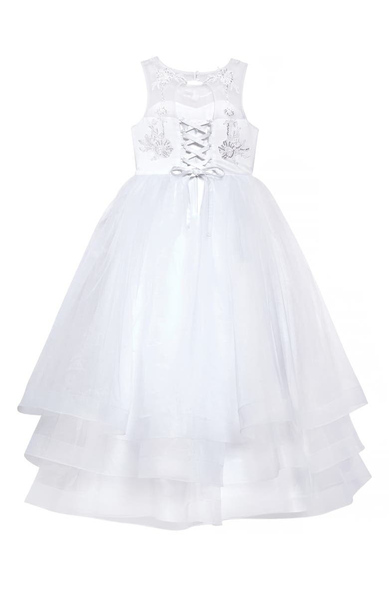 Us Angels Kids' Embroidered Organza Communion Dress, Alternate, color, 