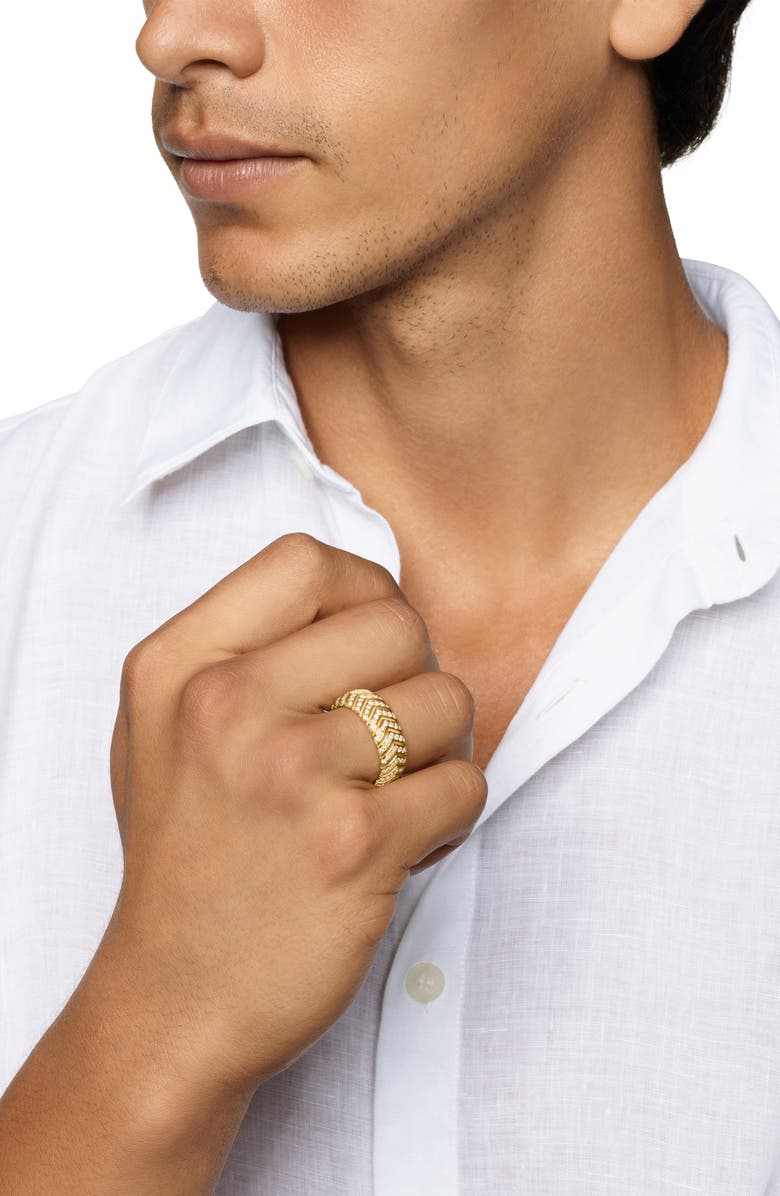 David Yurman Men's Chevron Band Ring in 18K Yellow Gold with Diamonds, 8mm, Alternate, color, Gold