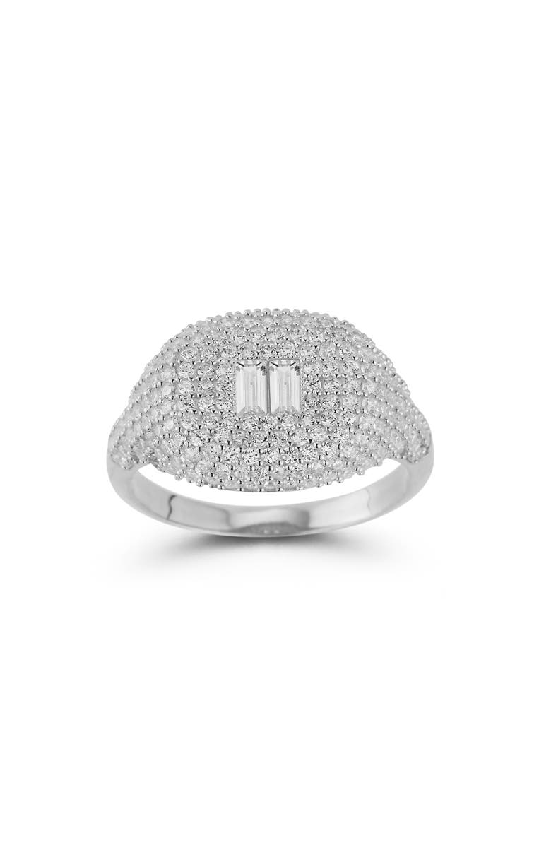 GLAZE JEWELRY Pavé Signet Ring, Alternate, color, Silver