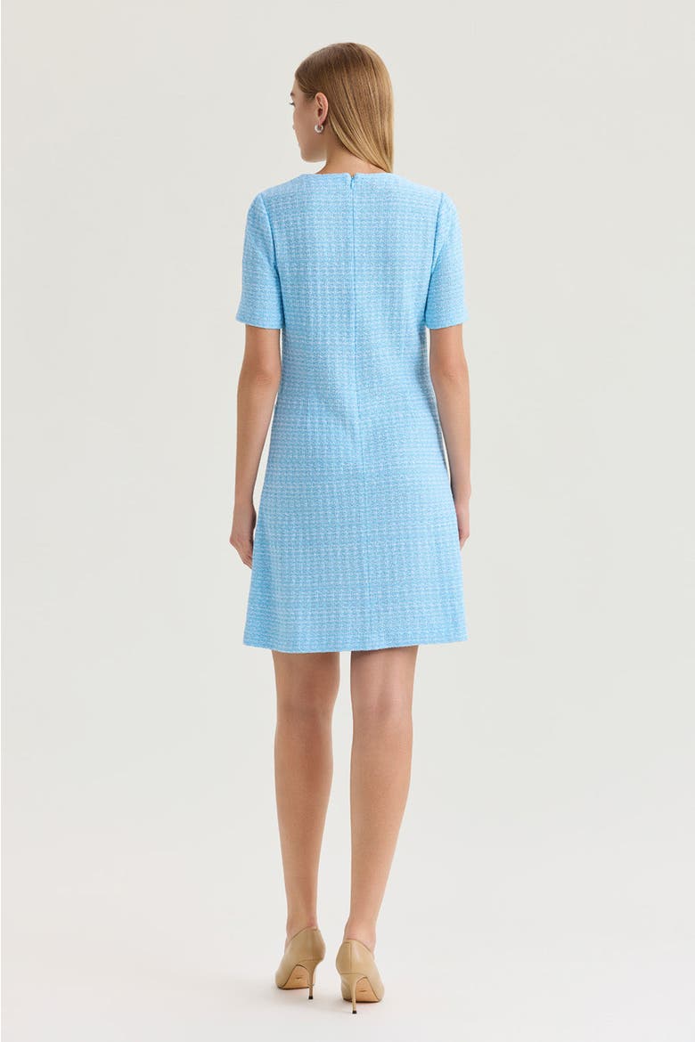 x Family Savvy A-Line Tweed Texture Above-the-Knee Dress, Alternate, color, Serene/White