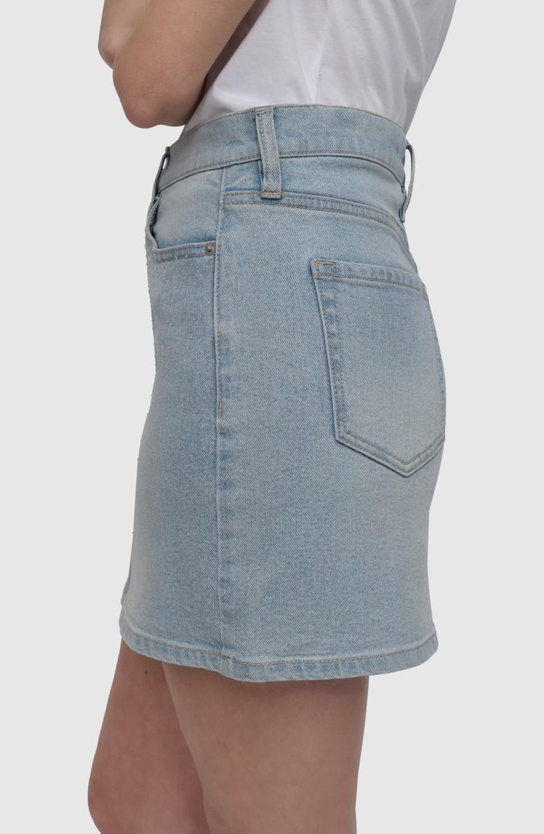 DKNY Jeans Embellished High Waist Denim Miniskirt, Alternate, color, Heat Wave