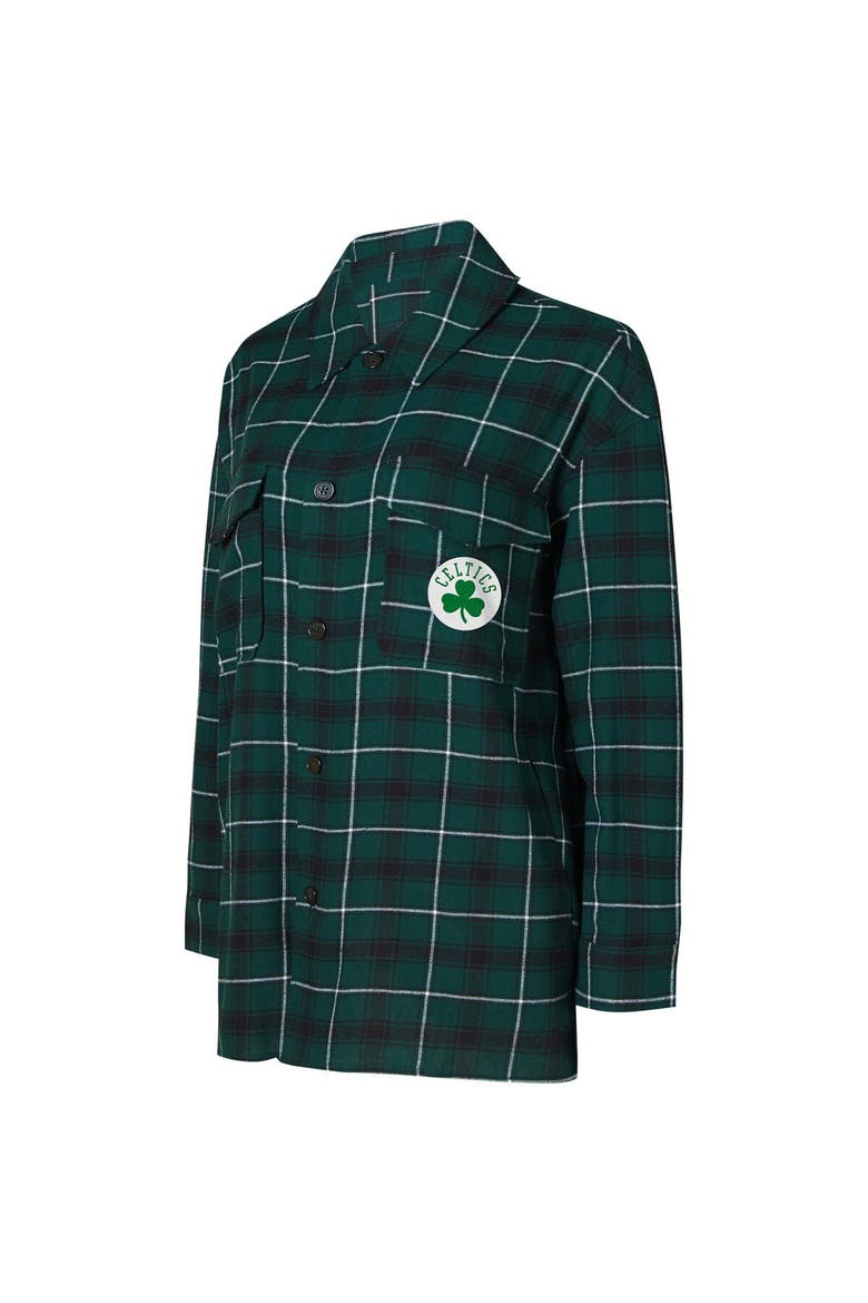 Women's College Concepts Hunter Green/Black Boston Celtics Boyfriend Button-Up Nightshirt, Alternate, color, Hunter Green