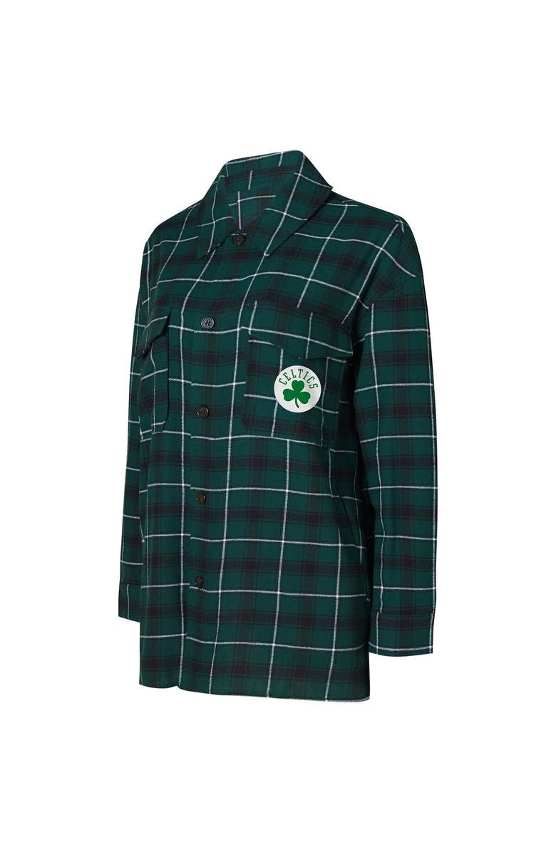 College Concepts Women's College Concepts Hunter Green/Black Boston Celtics Boyfriend Button-Up Nightshirt, Alternate, color, Hunter Green
