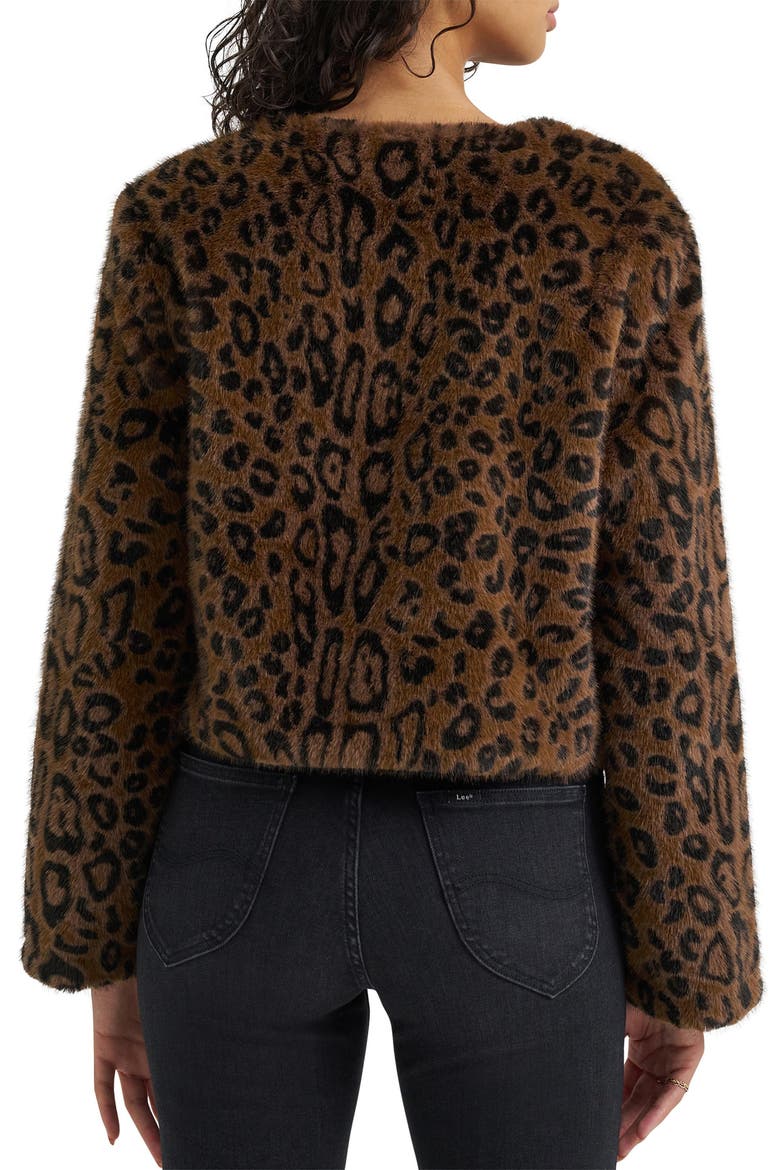 Leopard Print Faux Fur Cropped Jacket, Alternate, color, LEOPARD PRINT