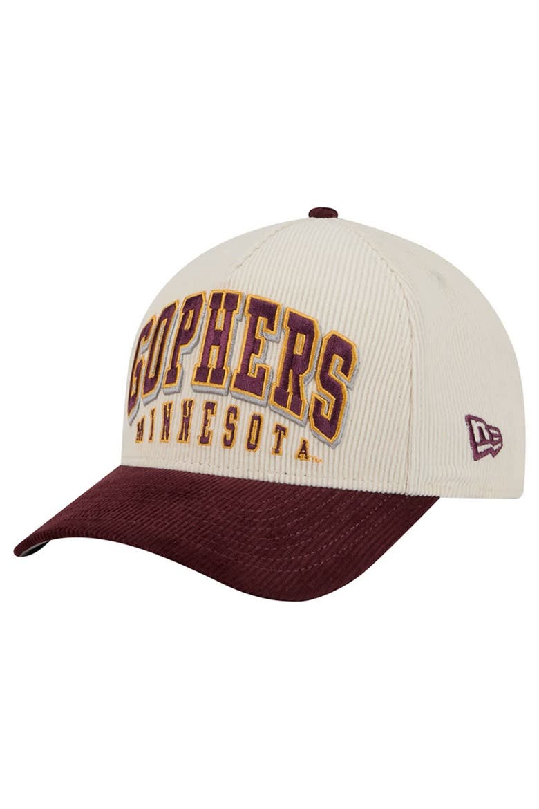 Men's New Era Maroon/Cream Minnesota Golden Gophers Arch Two-Tone Corduroy 9FORTY A-Frame Adjustable Hat, Main, color, Maroon