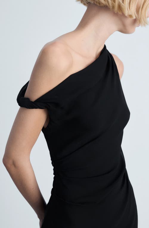 Mango Asymmetric Draped Gown Black In Black
