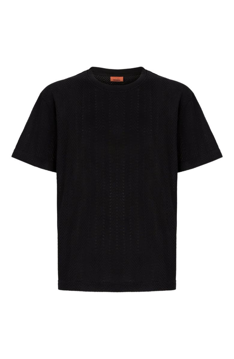 Missoni Crew Neck T-shirt In Cotton-viscose Raschel, Alternate, color, Black