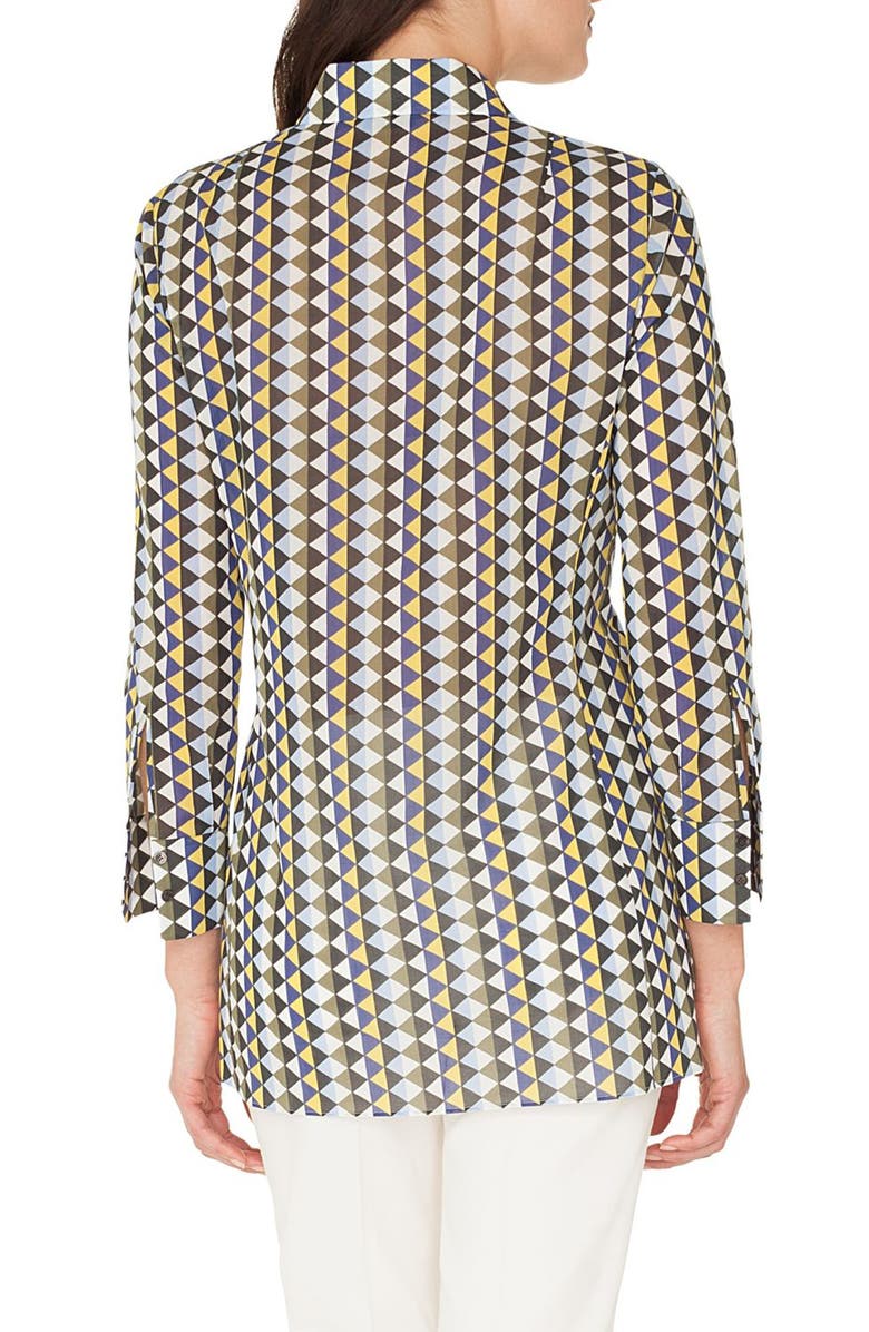 Akris Diamond Print Cotton Voile Tunic Blouse, Alternate, color,