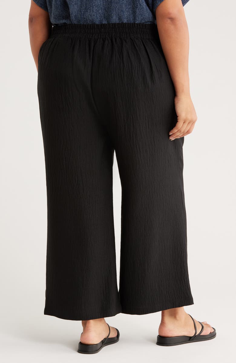 MAX STUDIO Textured Wide Leg Crop Pants, Alternate, color, Black