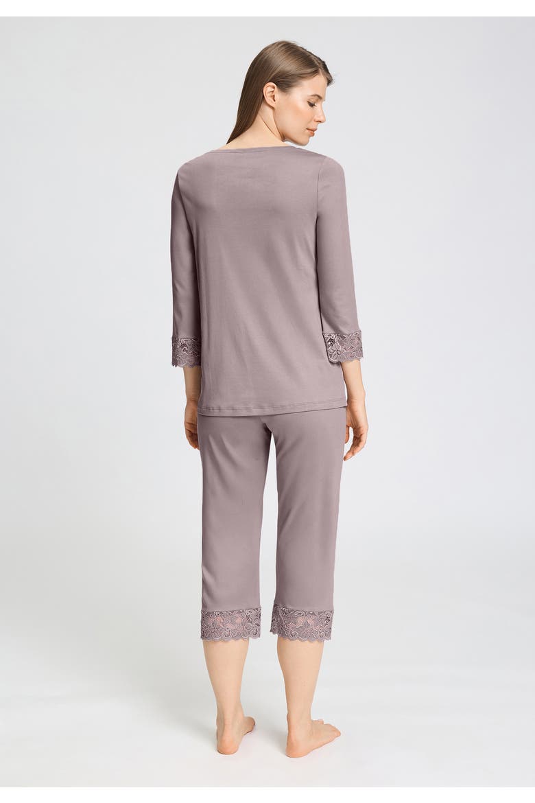 Moments Lace Trim Cotton Pajama Set, Alternate, color, Stormy Rose