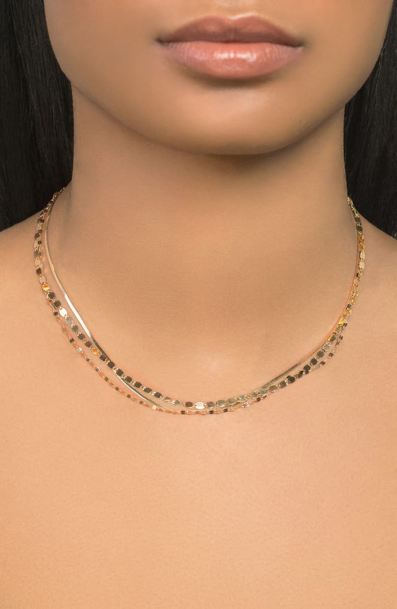LANA Jewelry Remi Liquid Gold Triple Strand Necklace, Alternate, color,