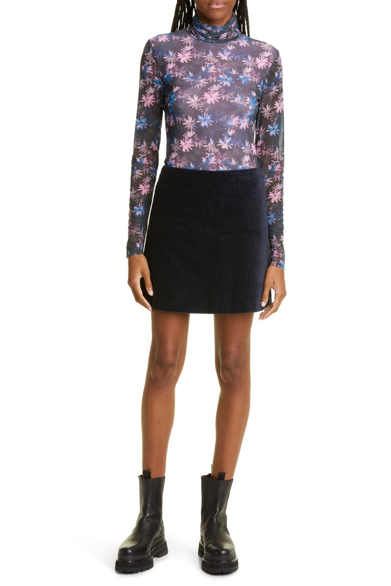 Organic Cotton Corduroy Miniskirt, Alternate, color, SKY CAPTAIN
