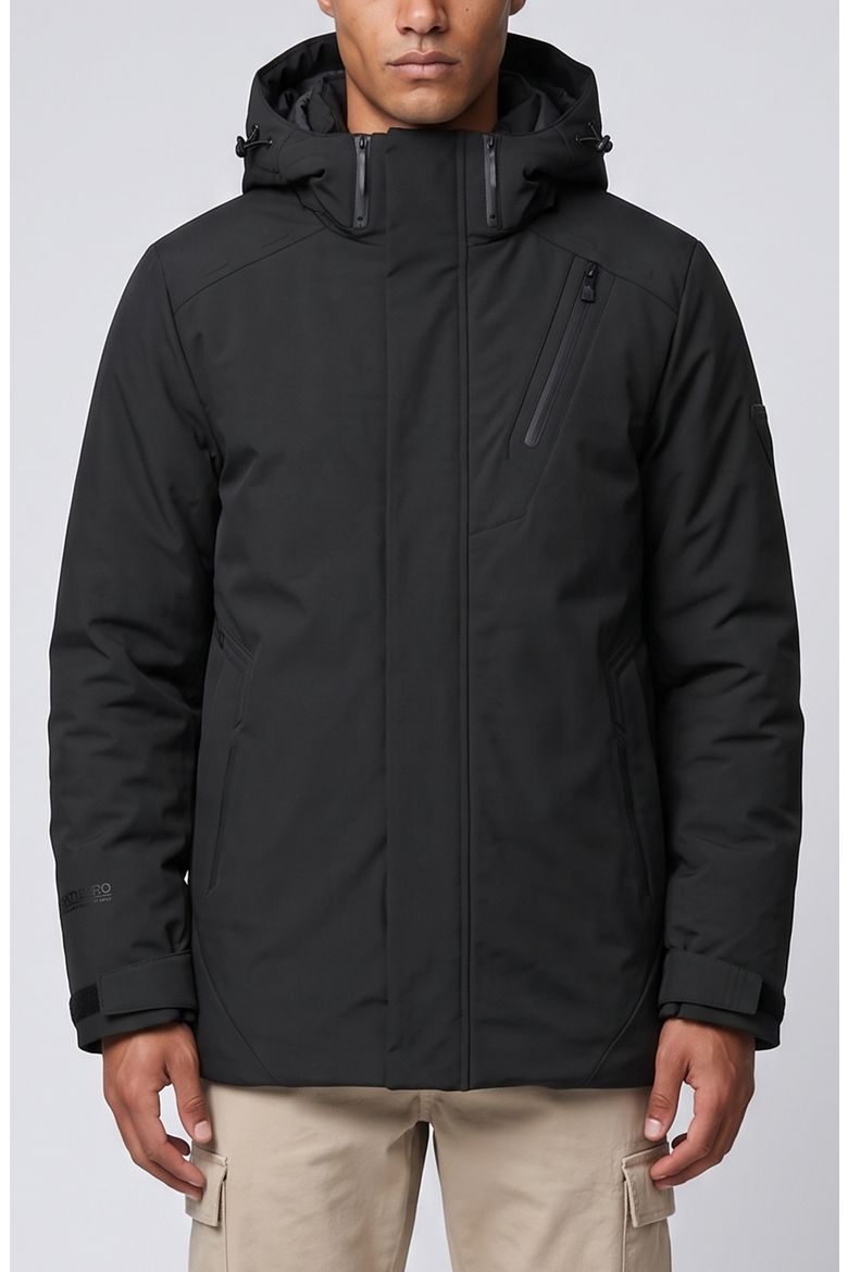 Hooded Microfiber Jacket with Heat-Sealed Pockets, Main, color, Black