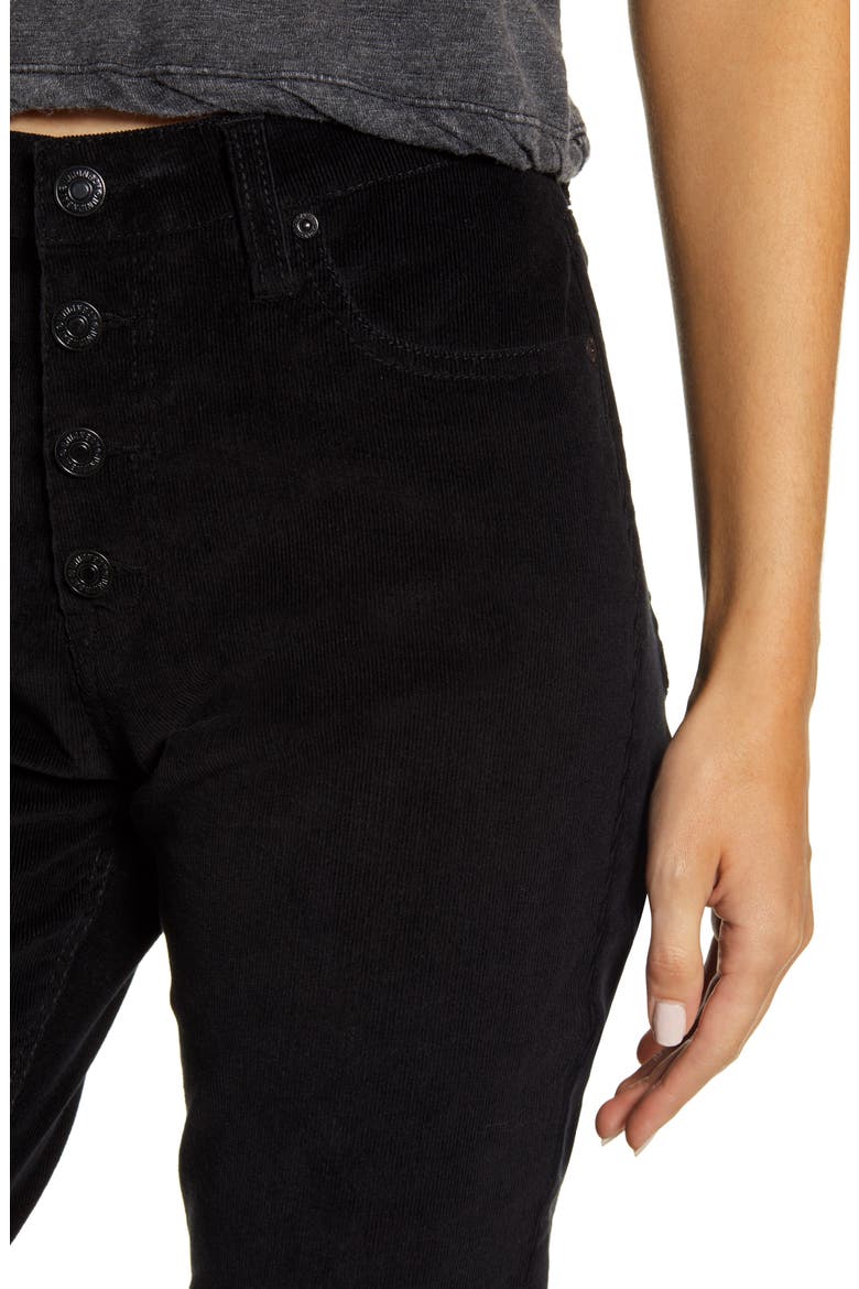 Zadie High Waist Corduroy Straight Leg Pants, Alternate, color, BLACK