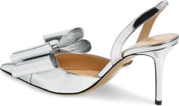 Le Cadeau Bow Pointed Toe Metallic Slingback Pump