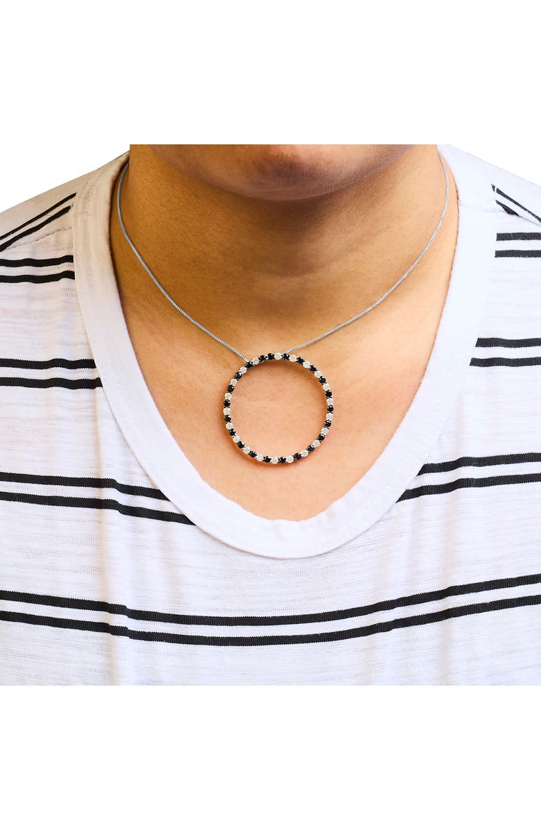 Haus of Brilliance Silver 3 Cttw Diamond Open Hoop Circle Pendant Necklace, Alternate, color, White
