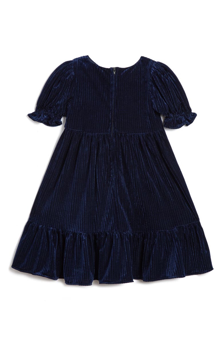 Pippa & Julie Kids' Maureen Velvet Dress & Bloomers, Alternate, color, Navy