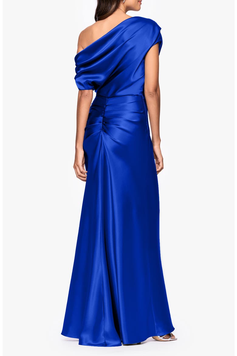 One-Shoulder Satin Sheath Gown, Alternate, color, ROYAL