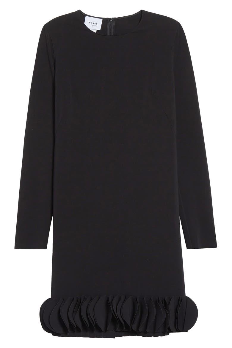 Long Sleeve Shift Dress with 3D Hem, Alternate, color, BLACK