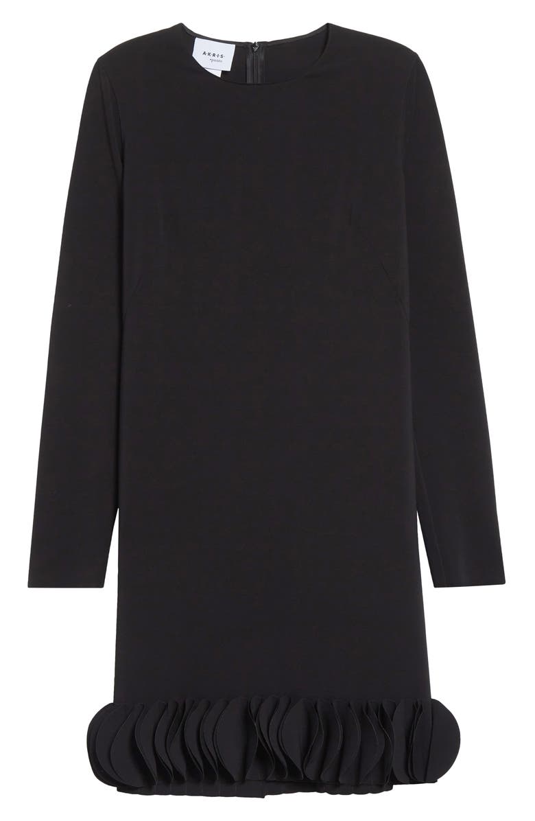 Akris punto Long Sleeve Shift Dress with 3D Hem, Alternate, color, Black