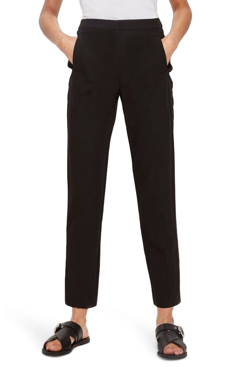 High Waist Cigarette Trousers, Main, color, BLACK