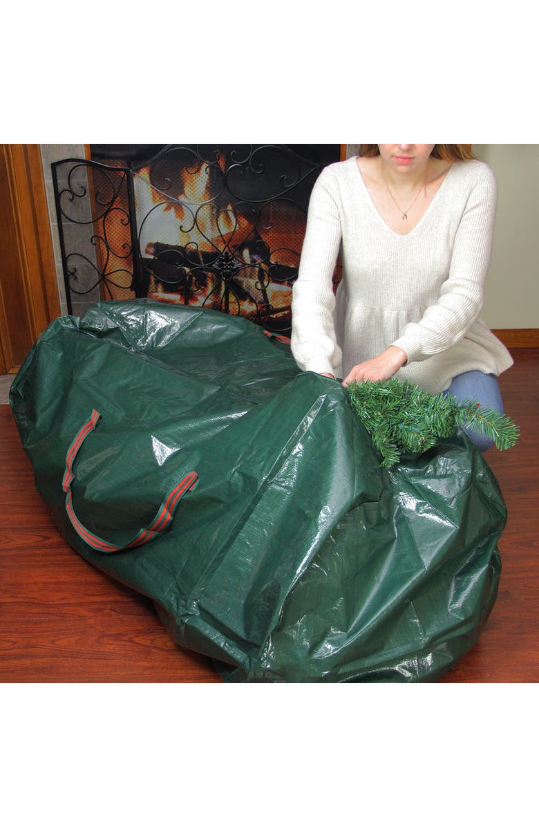 Northlight 56" Green and Red Artificial Christmas Tree Storage Bag, Alternate, color, Green