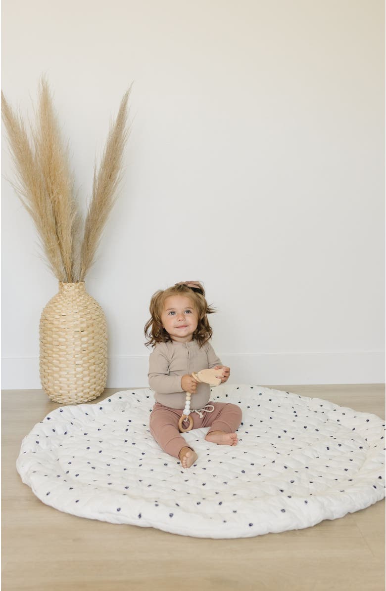 Poppyseed Play Extra Padded Round Play Mat, Alternate, color, Black Squiggle Dot