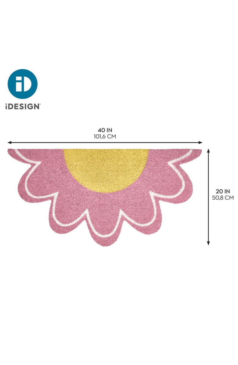 mDesign Daisy Half-Circle Coir Doormat - Large Welcome Mat for Front Door, Pink, Alternate, color,