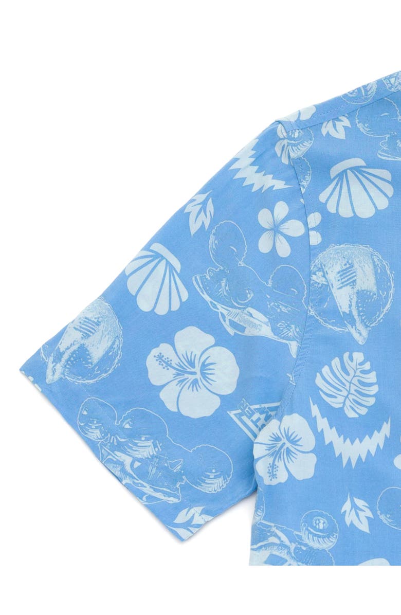 Monster Jam Megalodon Short Sleeve Button Down Shirt, Alternate, color, Soft Blue