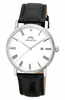 PORSAMO BLEU Veritas 1 Croc Embossed Leather Strap Watch, 40mm