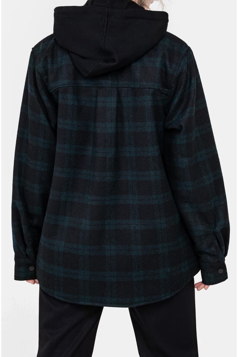 Trellis Hooded Check Shacket, Alternate, color, Black