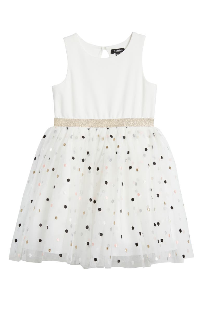 Zunie Kids' Polka Dot Tulle Party Dress, Main, color,