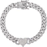 Adornia Pavé Cubic Zirconia Heart Curb Chain Anklet