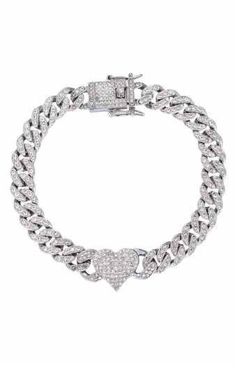 Pavé Cubic Zirconia Heart Curb Chain Anklet