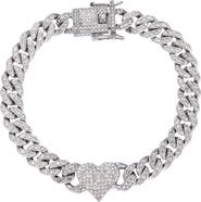 Adornia Pavé Cubic Zirconia Heart Curb Chain Anklet