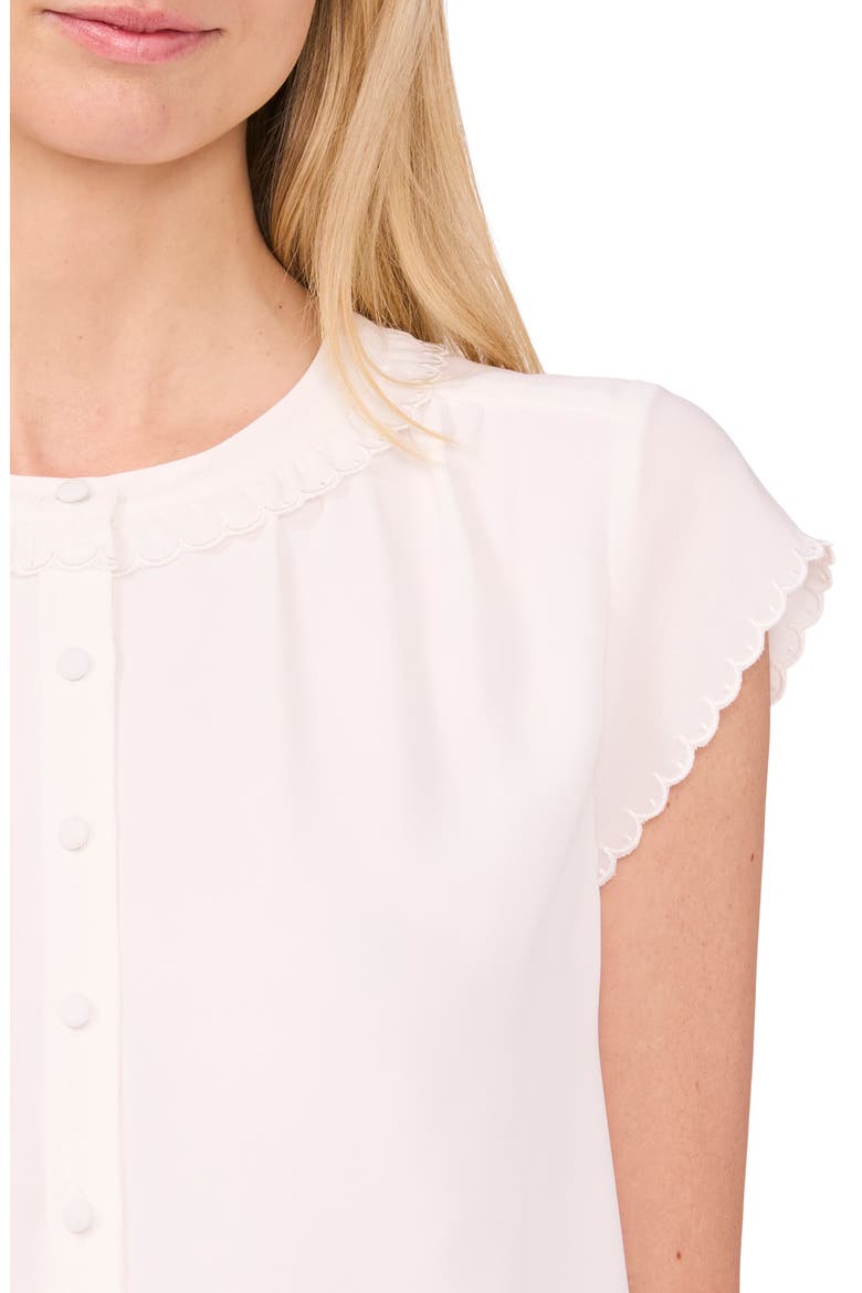 Scalloped Cap Sleeve Top, Alternate, color, NEW IVORY
