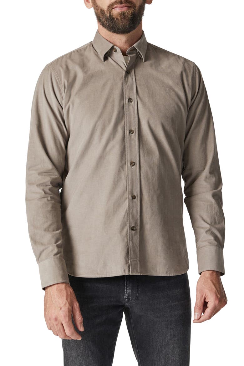 Corduroy Button-Up Shirt, Main, color, BEIGE