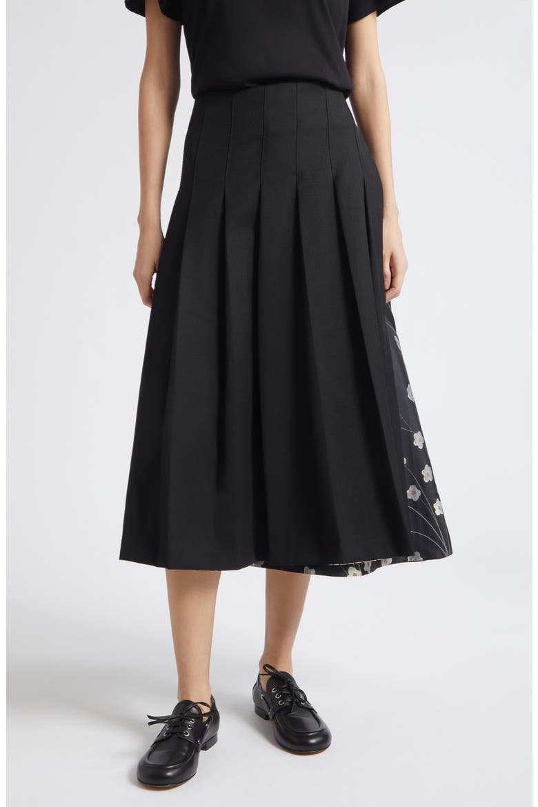 Hybrid Pleated Midi Skirt, Main, color, BOUQUET IN PIECES
