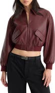 Good American Better Than Leather Cropped Faux Leather Bomber Jacket