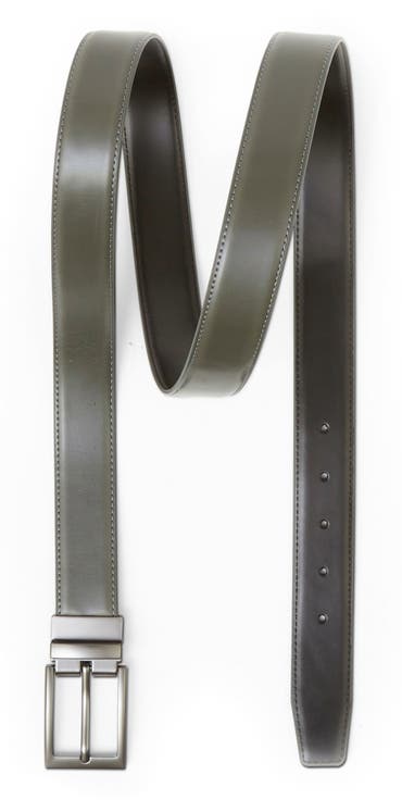 Reversible Leather Belt with Rotating Buckle