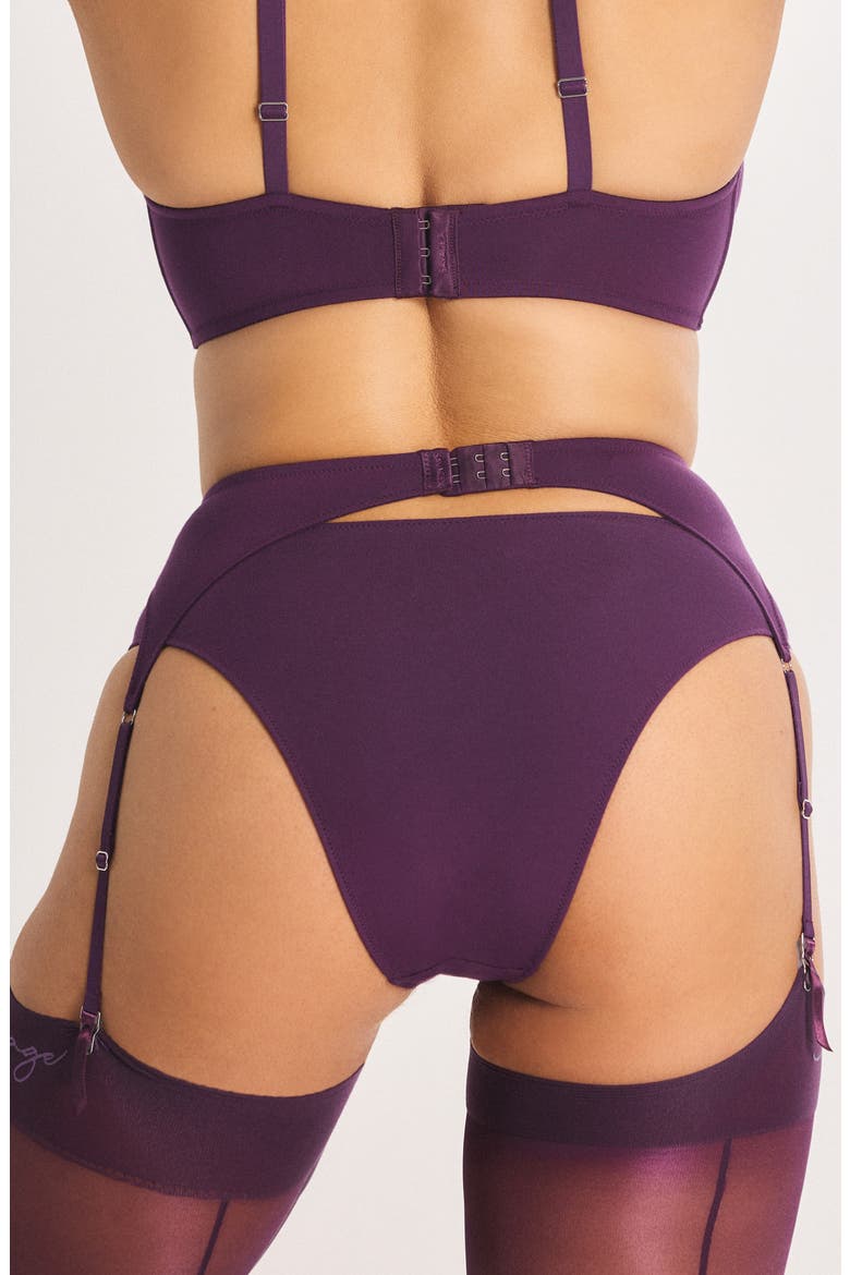 Swirly Girly Garter Belt, Alternate, color, MIDNIGHT PURPLE/ BROWN BRICK