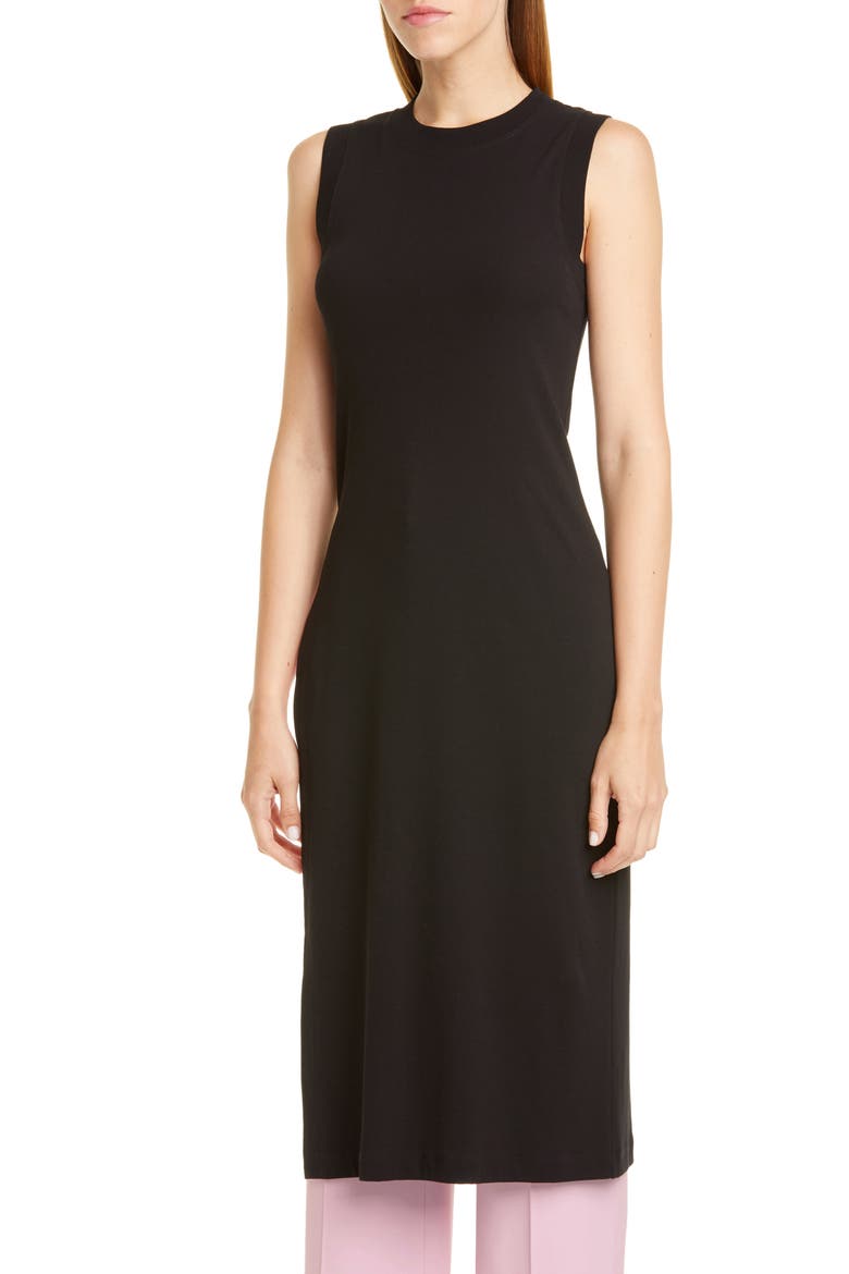 Side Split Rib Cotton Jersey Top, Alternate, color, BLACK