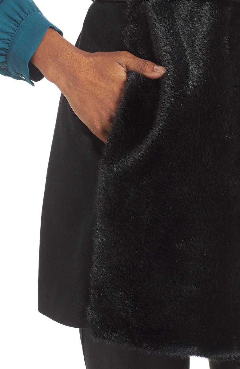 Vince Camuto Faux Fur Front Belted Vest, Alternate, color, 