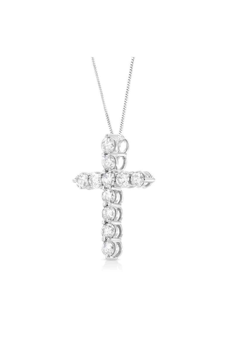 Silver 1.0 Cttw Prong Set Diamond Cross 18" Pendant Necklace, Alternate, color, White
