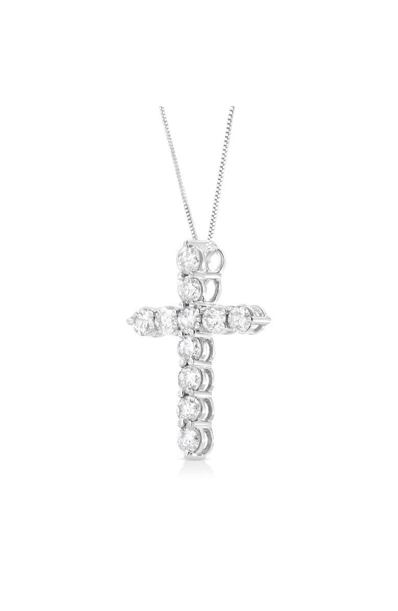 Haus of Brilliance Silver 1.0 Cttw Prong Set Diamond Cross 18" Pendant Necklace, Alternate, color, White