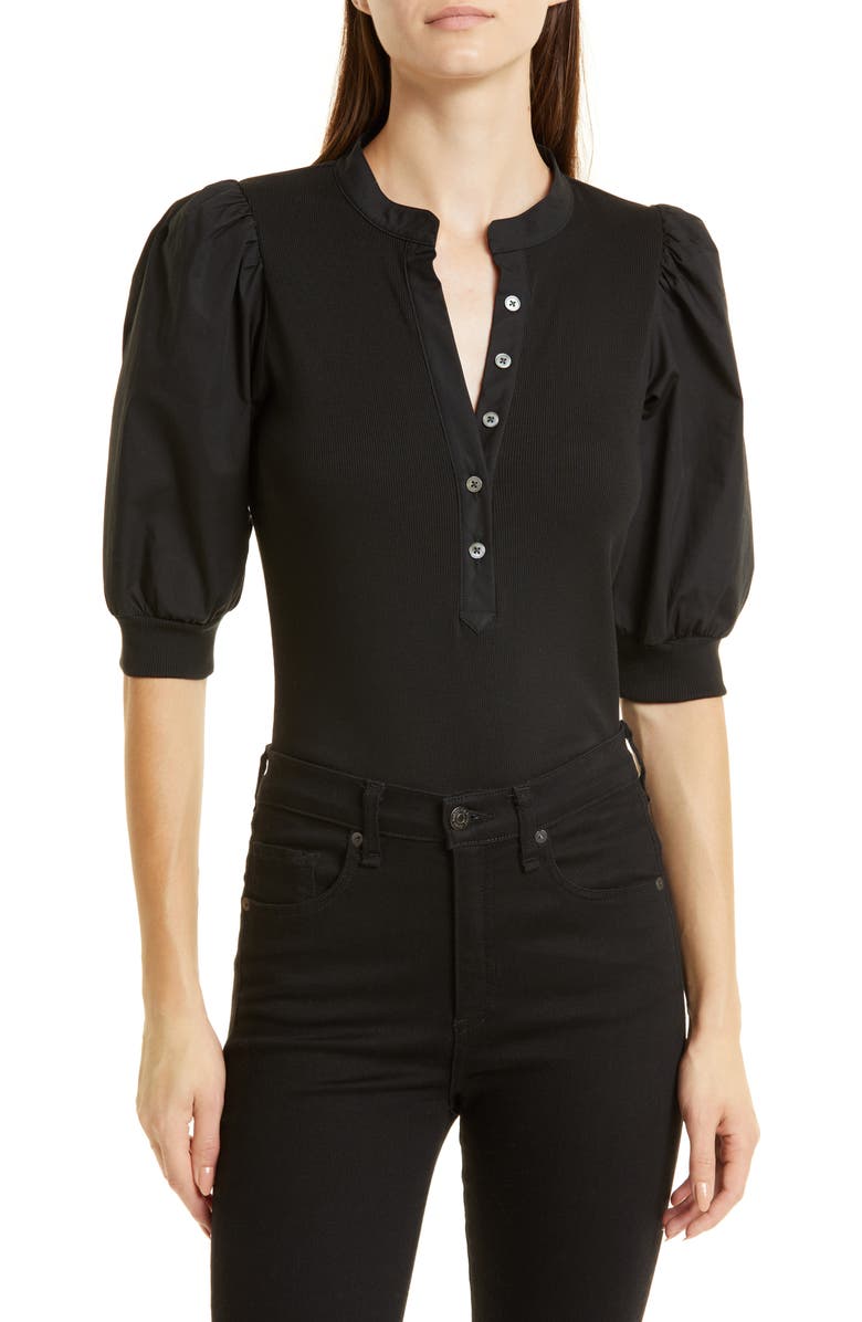 Veronica Beard Coralee Front Button Blouse, Main, color, Black