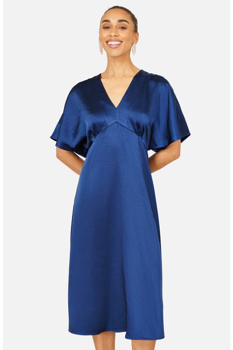 Satin Midi Dress, Main, color, Navy
