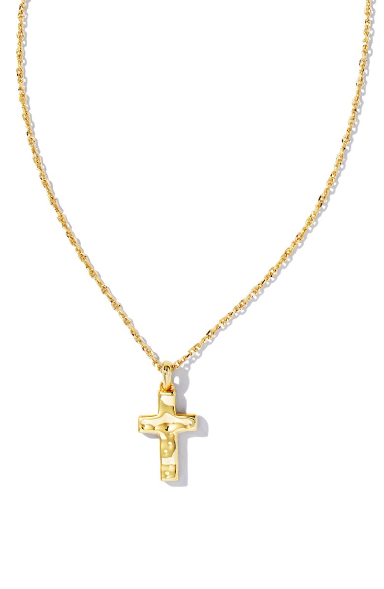Kendra Scott Amelia Cubic Zirconia Station Necklace & Cross Pendant Necklace Gift Set, Alternate, color, Gold White Crystal